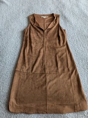 Boston Proper Brown Vegan Suede Sleeveless Mini Dress